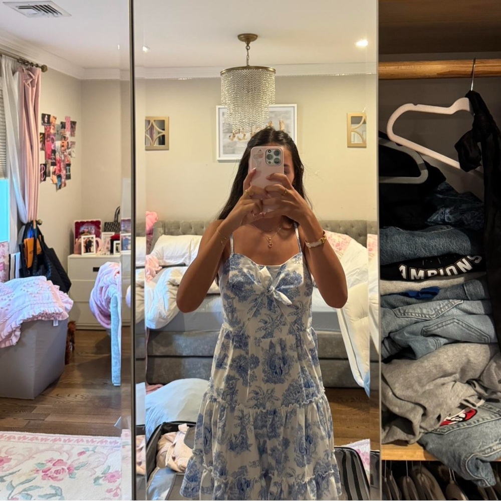 Blue and White Floral Dress